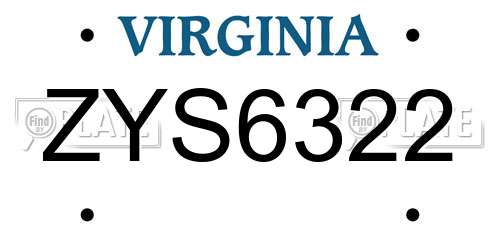 ZYS6322 Virginia License Plate