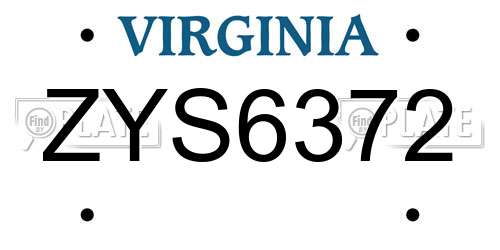 ZYS6372 Virginia License Plate