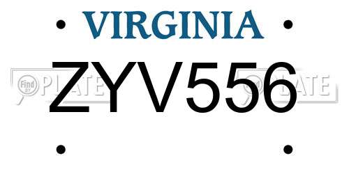 ZYV556 Virginia License Plate