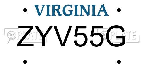 ZYV55G Virginia License Plate