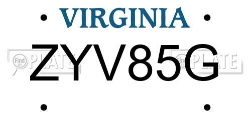 ZYV85G Virginia License Plate