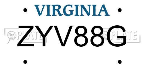 ZYV88G Virginia License Plate