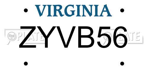 ZYVB56 Virginia License Plate