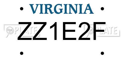 ZZ1E2F Virginia License Plate