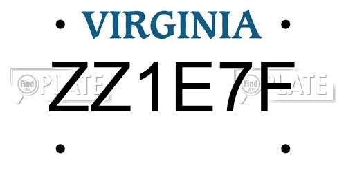 ZZ1E7F Virginia License Plate