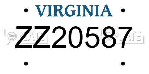 ZZ20587 Virginia License Plate