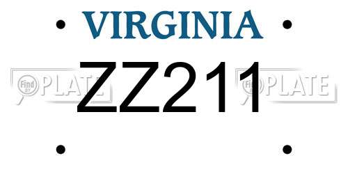 ZZ211 Virginia License Plate