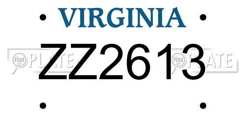 ZZ2613 Virginia License Plate
