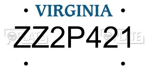 ZZ2P421 Virginia License Plate