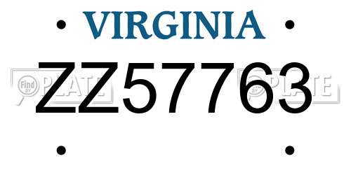 ZZ57763 Virginia License Plate