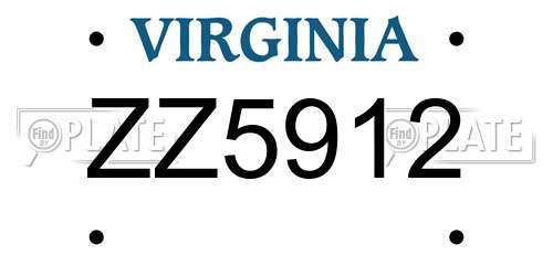 ZZ5912 Virginia License Plate