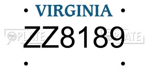 ZZ8189 Virginia License Plate