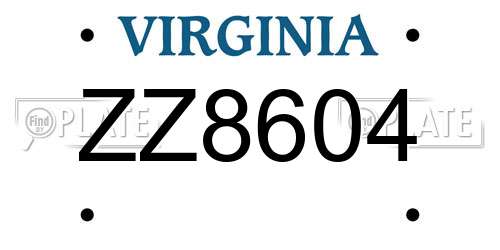 ZZ8604 Virginia License Plate