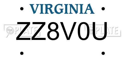 ZZ8V0U Virginia License Plate