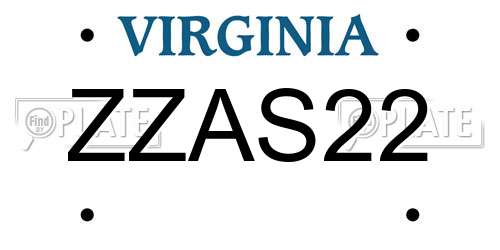 ZZAS22 Virginia License Plate