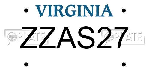ZZAS27 Virginia License Plate