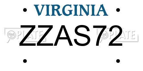 ZZAS72 Virginia License Plate