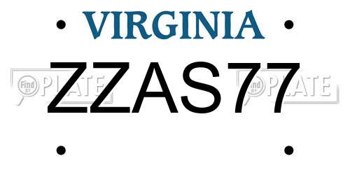 ZZAS77 Virginia License Plate