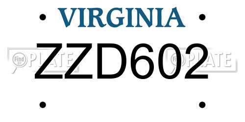ZZD602 Virginia License Plate