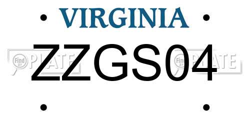 ZZGS04 Virginia License Plate