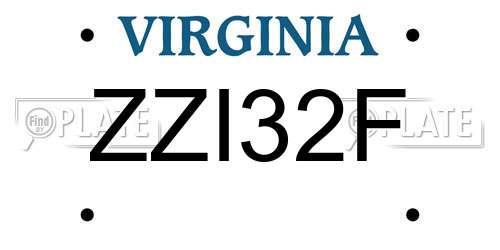 ZZI32F Virginia License Plate