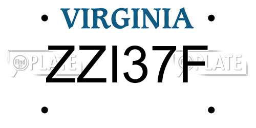 ZZI37F Virginia License Plate