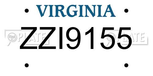 ZZI9155 Virginia License Plate