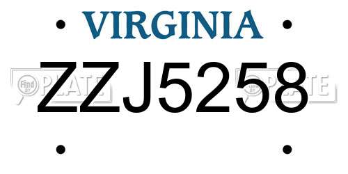 ZZJ5258 Virginia License Plate