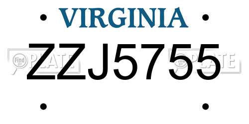 ZZJ5755 Virginia License Plate