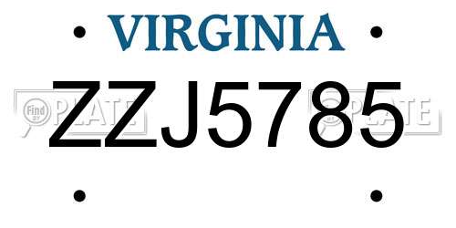 ZZJ5785 Virginia License Plate