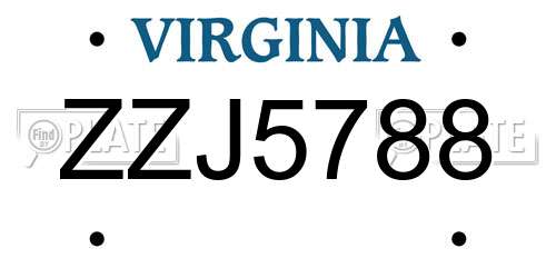 ZZJ5788 Virginia License Plate