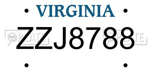 ZZJ8788 Virginia License Plate