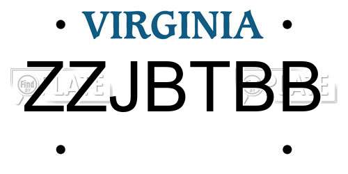 ZZJBTBB Virginia License Plate