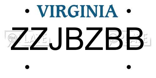 ZZJBZBB Virginia License Plate