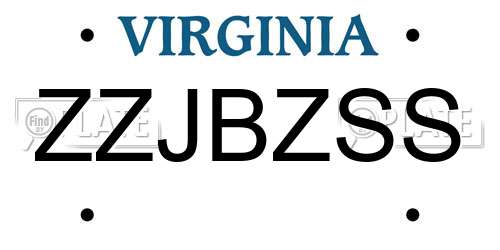 ZZJBZSS Virginia License Plate