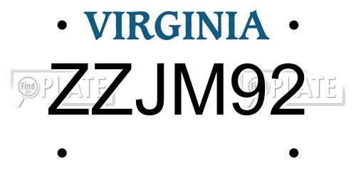 ZZJM92 Virginia License Plate