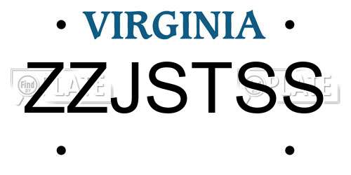 ZZJSTSS Virginia License Plate