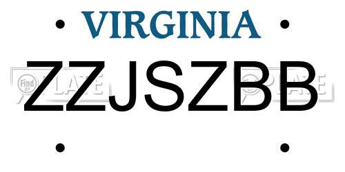 ZZJSZBB Virginia License Plate
