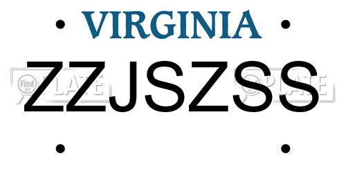 ZZJSZSS Virginia License Plate