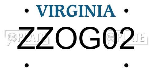 ZZOG02 Virginia License Plate