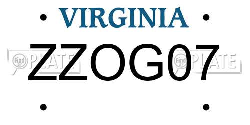 ZZOG07 Virginia License Plate