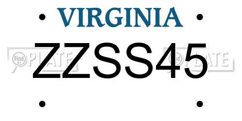 ZZSS45 Virginia License Plate