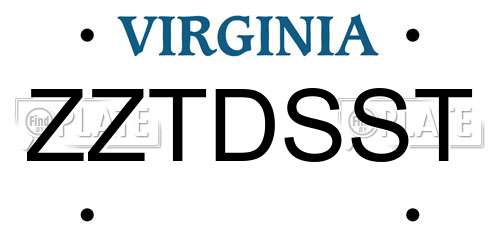 ZZTDSST Virginia License Plate