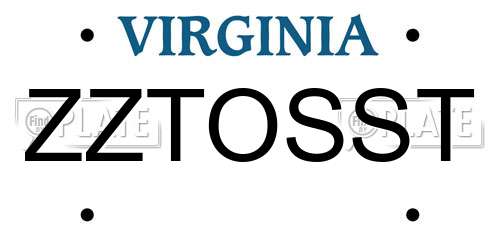 ZZTOSST Virginia License Plate