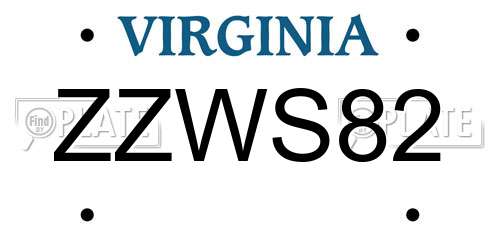 ZZWS82 Virginia License Plate