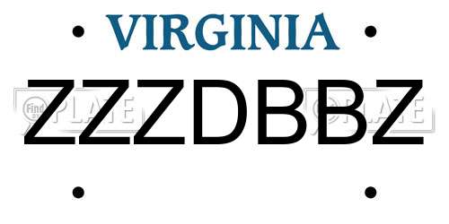 ZZZDBBZ Virginia License Plate