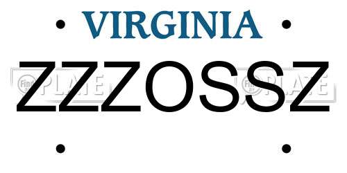 ZZZOSSZ Virginia License Plate