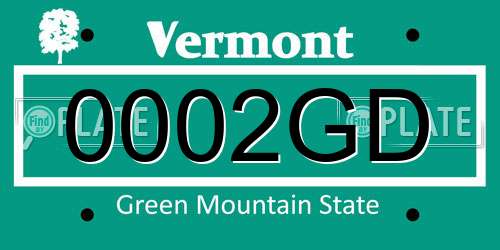 0002GD Vermont License Plate
