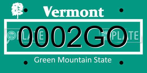 0002GO Vermont License Plate