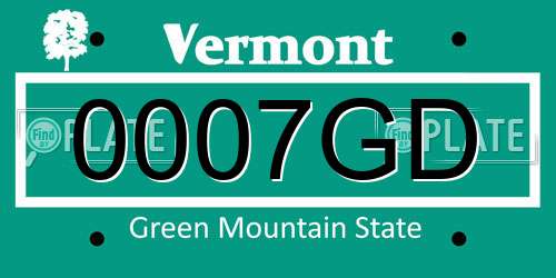 0007GD Vermont License Plate